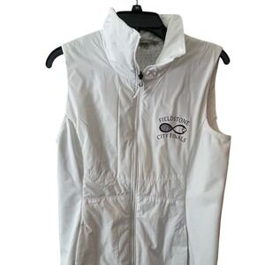 Port‎ Authority white vest Womens White Sleeveless Zip-Up Vest Medium